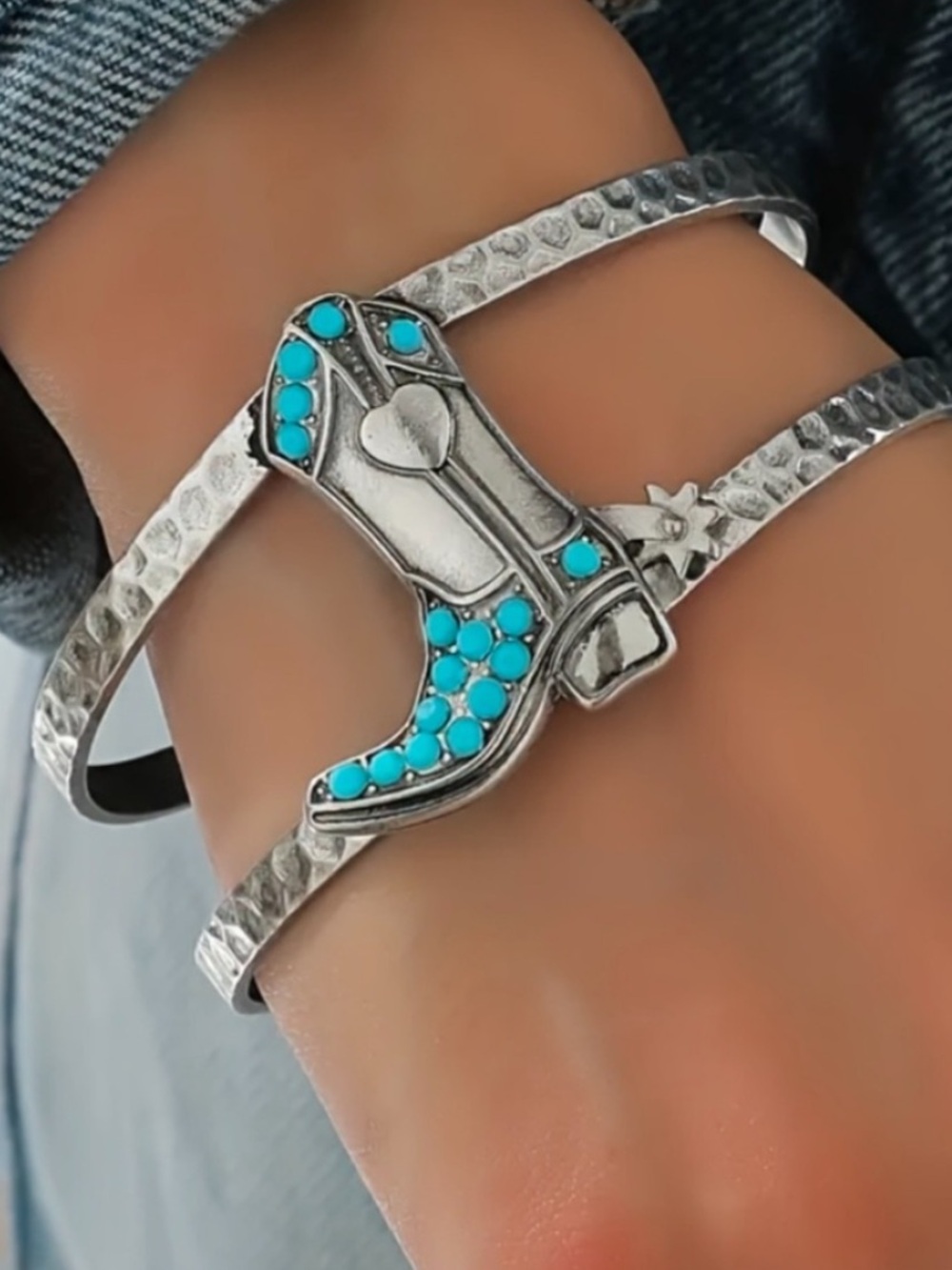 Silver & Turquoise Western Cuff Bracelet